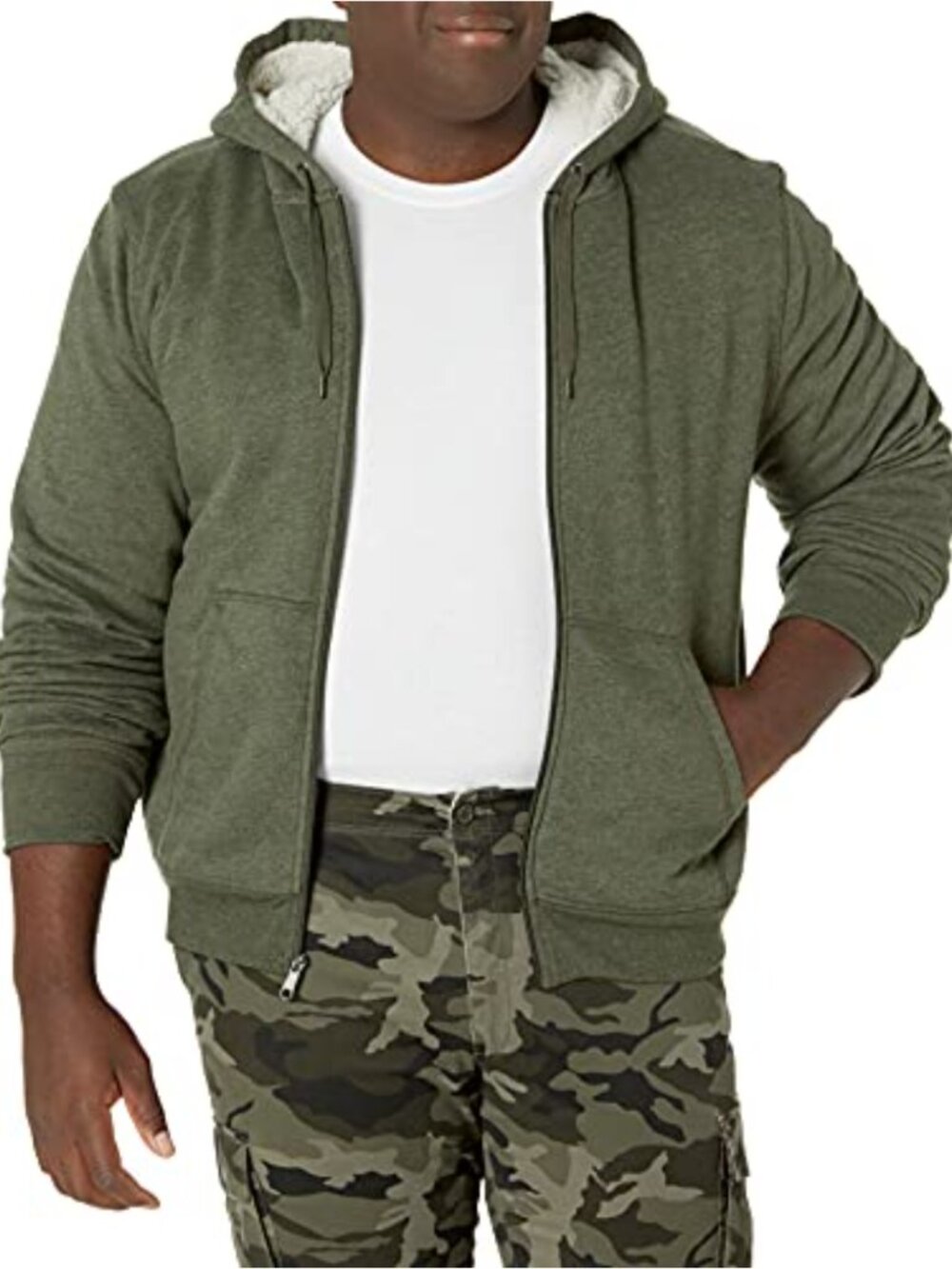 Men's Sherpa Lined Full-Zip Hooded Fleece Sweatshirt Hoodie